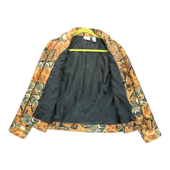 Chico's Jacket Size 1 Womens Small Snake Print Full Zip‎ Bomber Casual - Picture 3 of 7